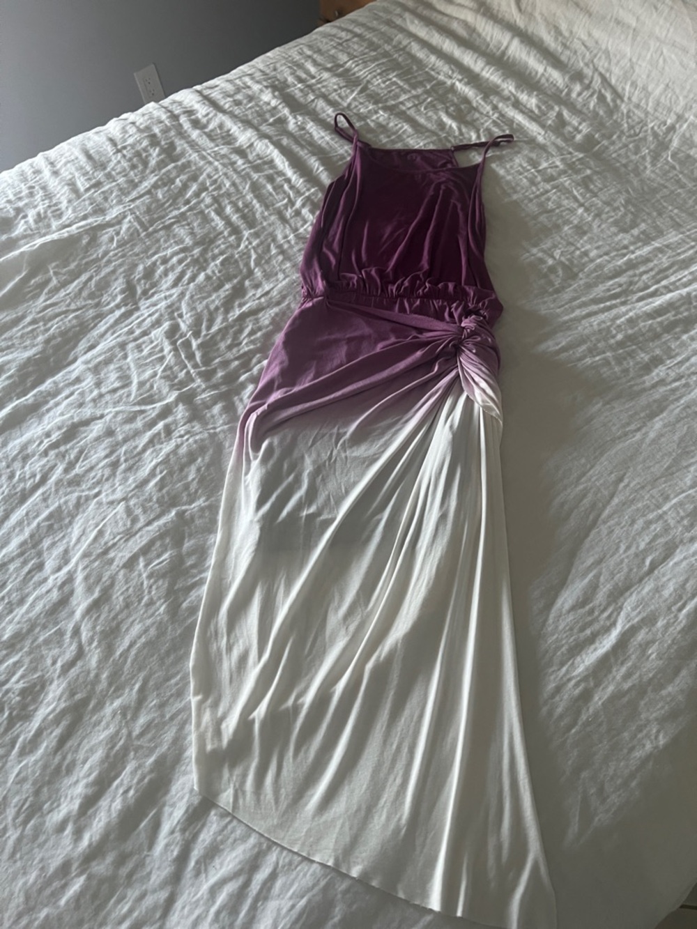 Kensie Purple-to-White Ombre Maxi Dress with Side Knot